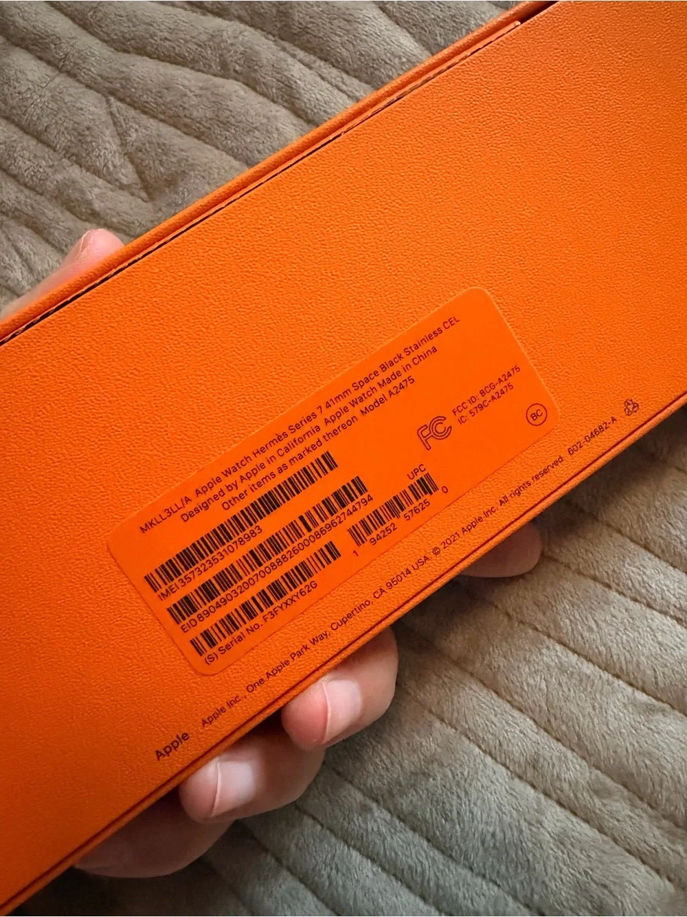 Hermes Orange Leather Apple Watch Strap with Silver Hardware